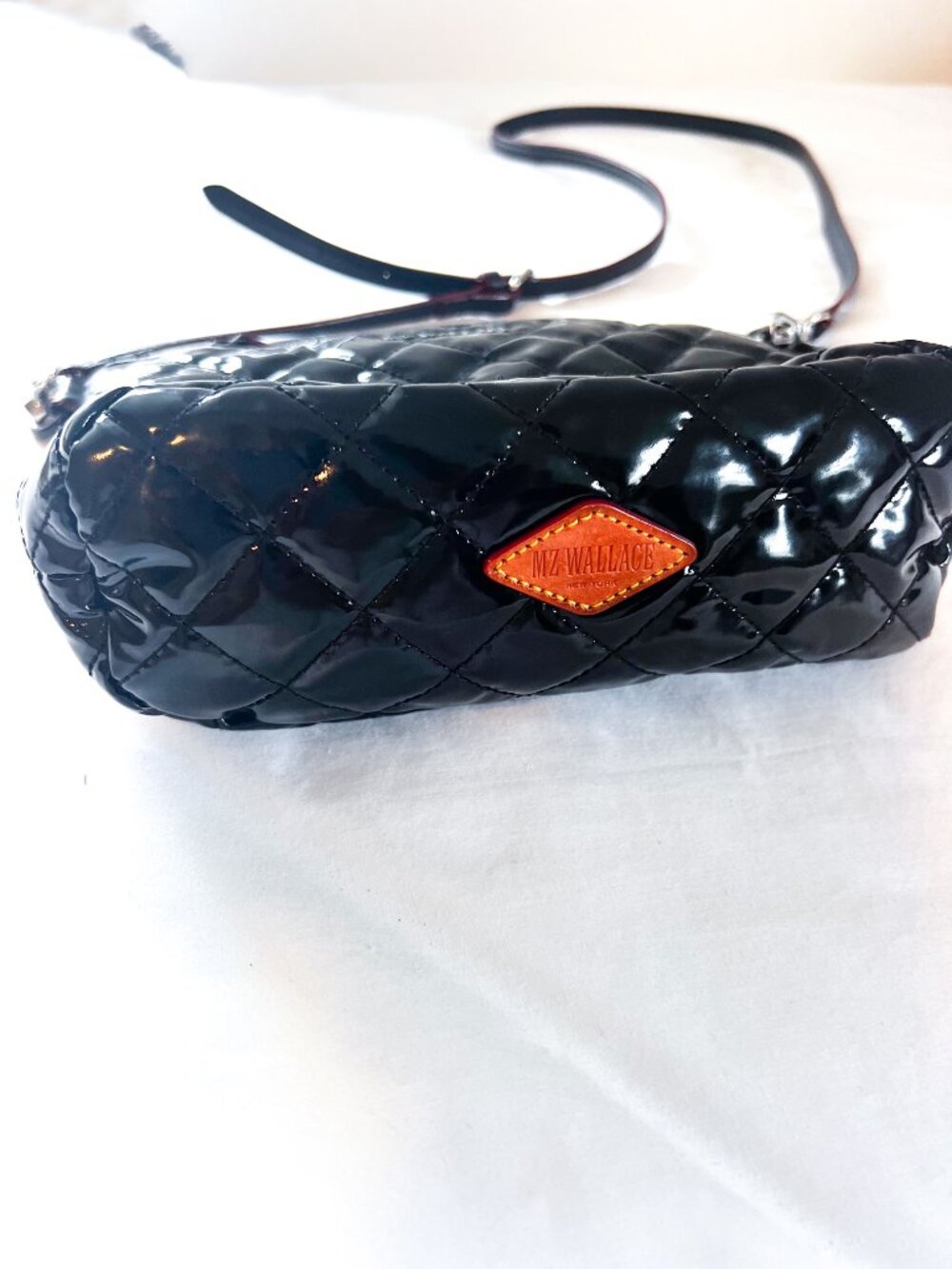 Mz wallace black lacquer crossbody metro scout leather strap - Picture 7 of 14